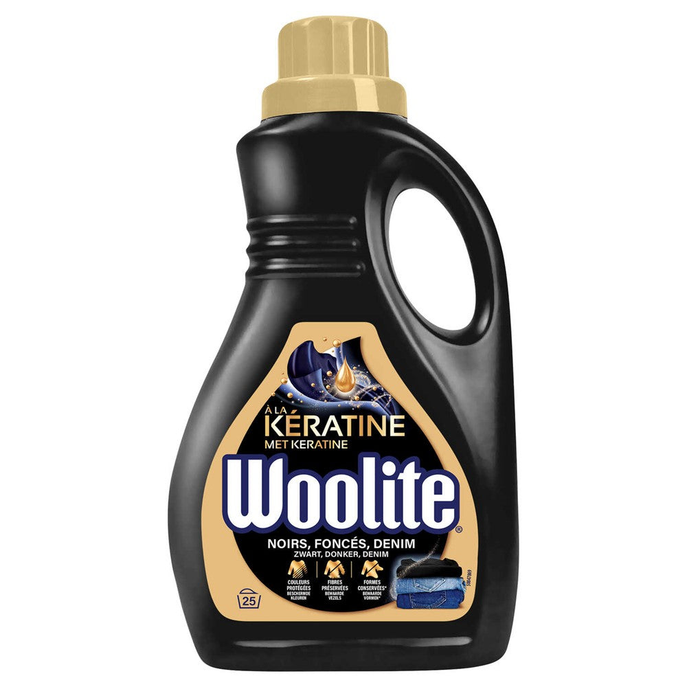 Woolite - Wasmiddel - Vloeibaar - Zwart, Donker, Denim - Met Keratine - 25Wb/1.5L