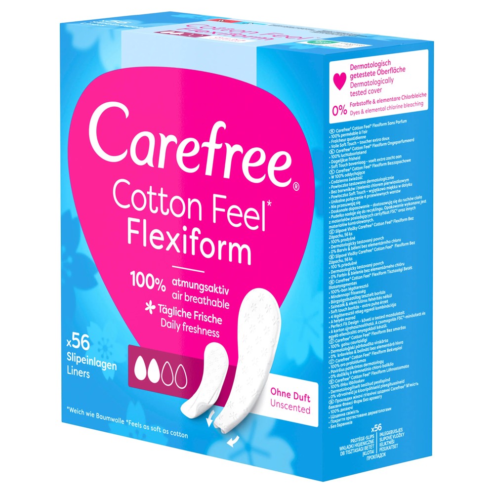 Carefree - Inlegkruisjes - 2 Flexiform - Cotton Feel - Unscented - 56 Stuks