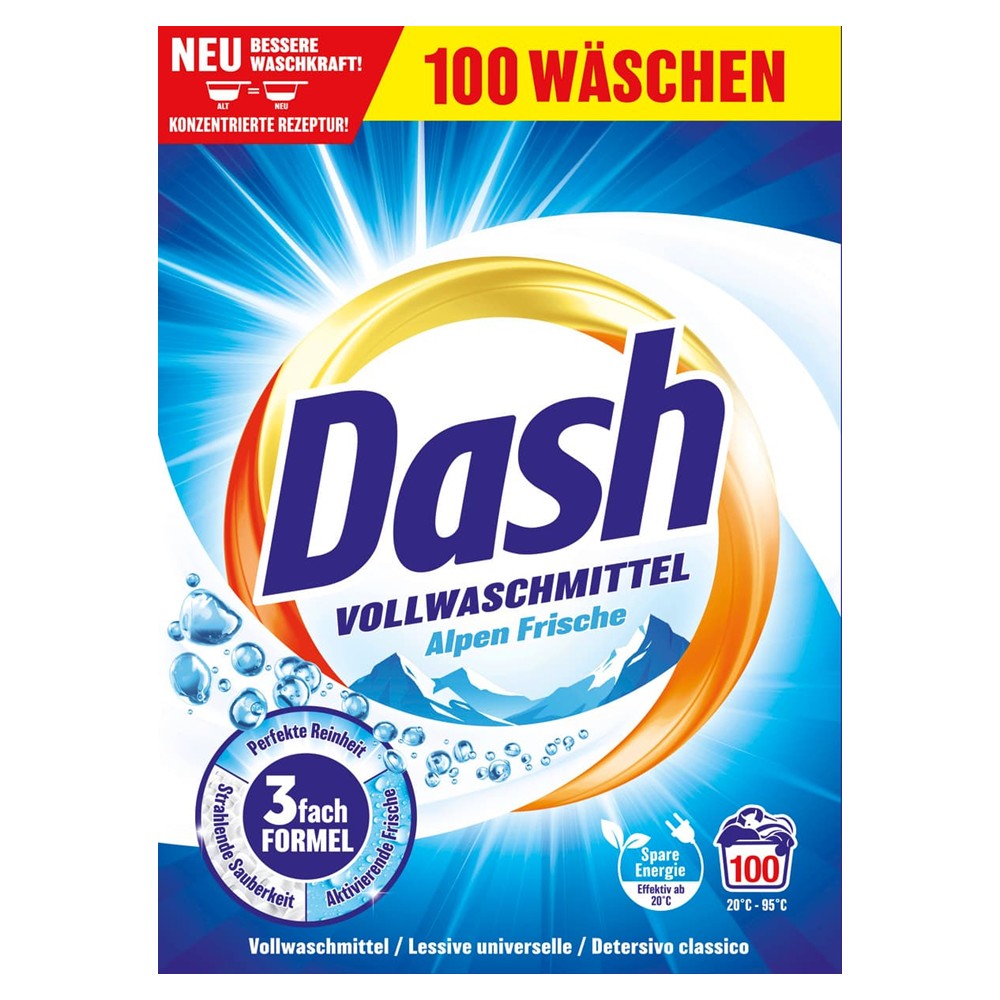 Dash - Wasmiddel - Waspoeder - Alpen Frische - Witte - 100Wb/5kg