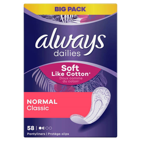 Always - Inlegkruisjes - Normal - Dailies Soft Cotton  - Classic - 58 Stuks