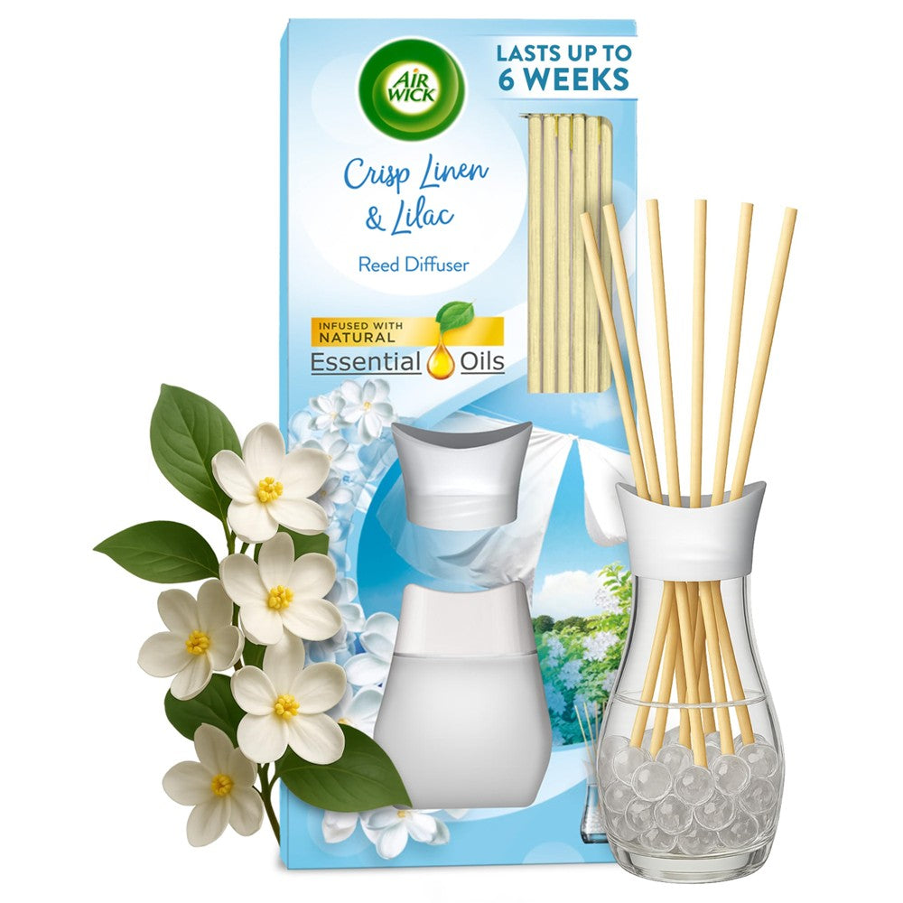 Air Wick - Luchtverfrisser - Riet Verspreiders - Essential Oils - Crisp Linen & Lilac - 42ml