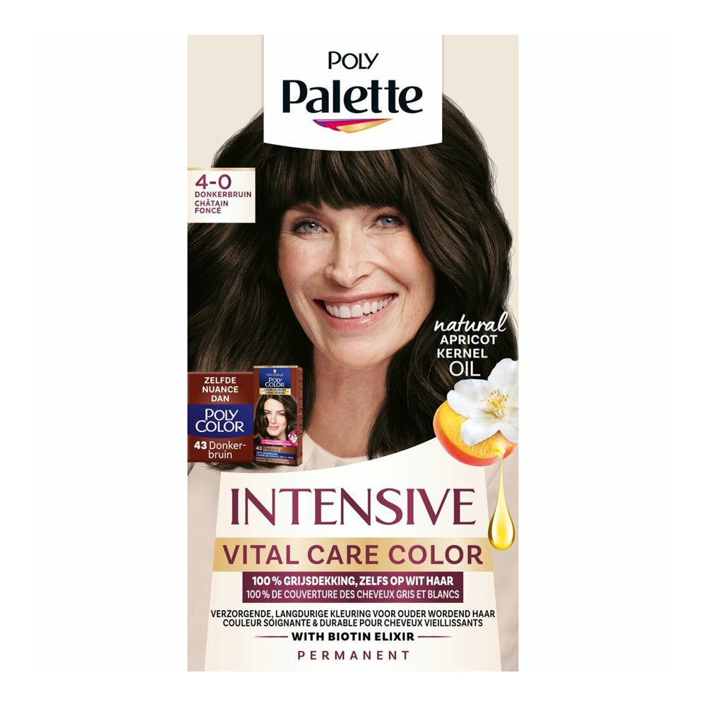 Poly Palette - Haarverf - 4-0 - Intensive Vital Care Color - Donkerbruin - 1 Stuk