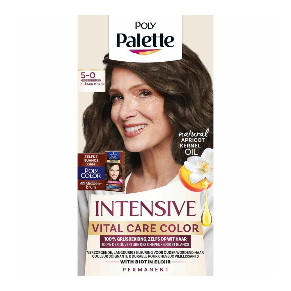 Poly Palette - Haarverf - 5-0 - Intensive Vital Care Color - Middenbruin - 1 Stuk