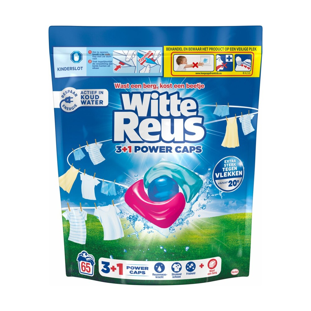 Witte Reus - Wasmiddel - Capsule - 3 + 1 Power Caps - 65Wb/780g