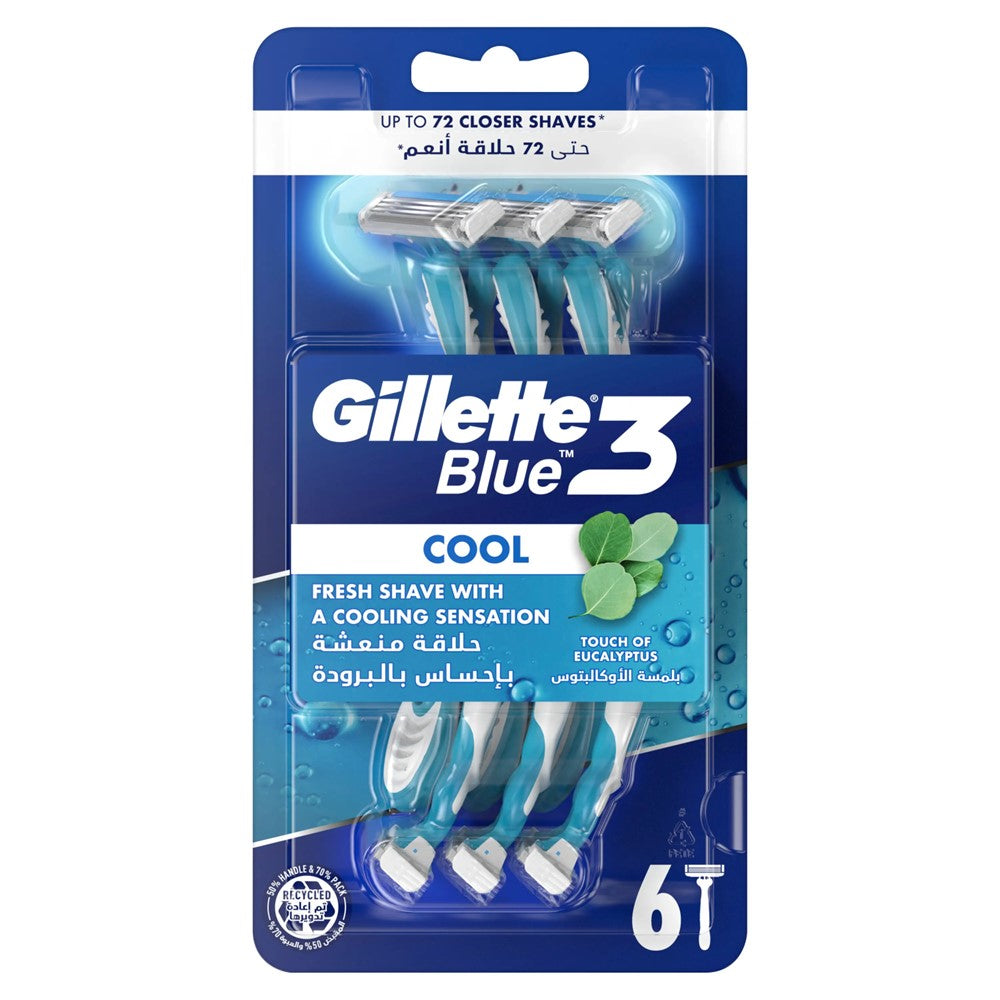 Gillette - Scheermesjes - 3 Messen - Blue 3 Cool - Eucalyptus - 3 Stuks