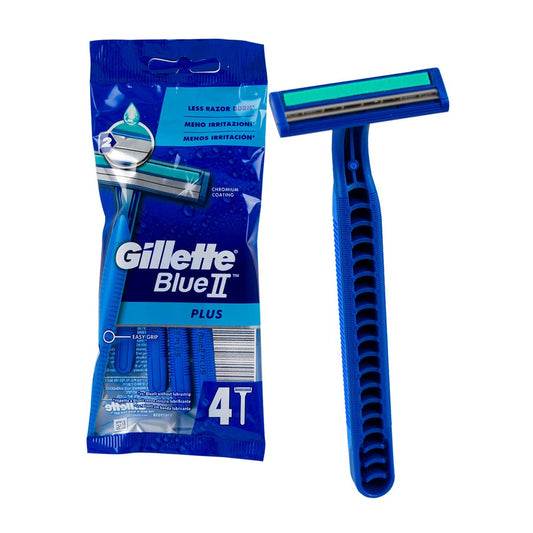 Gillette Blue II Plus - Scheermesjes - 2 Messen - Easy Grip - 4 Stuks
