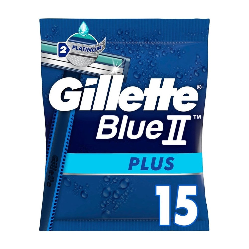 Gillette Blue II Plus - Scheermesjes - 2 Messen - 15 Stuks