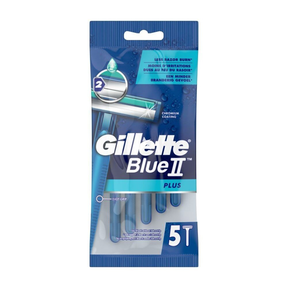 Gillette Blue II Plus - Scheermesjes - 2 Messen - Platinum - 5 Stuks