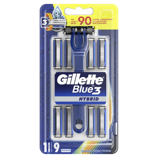 Gillette - Scheermesjes - 3 Messen - Blue 3 Hybrid - 9 Razors - 1 Stuk