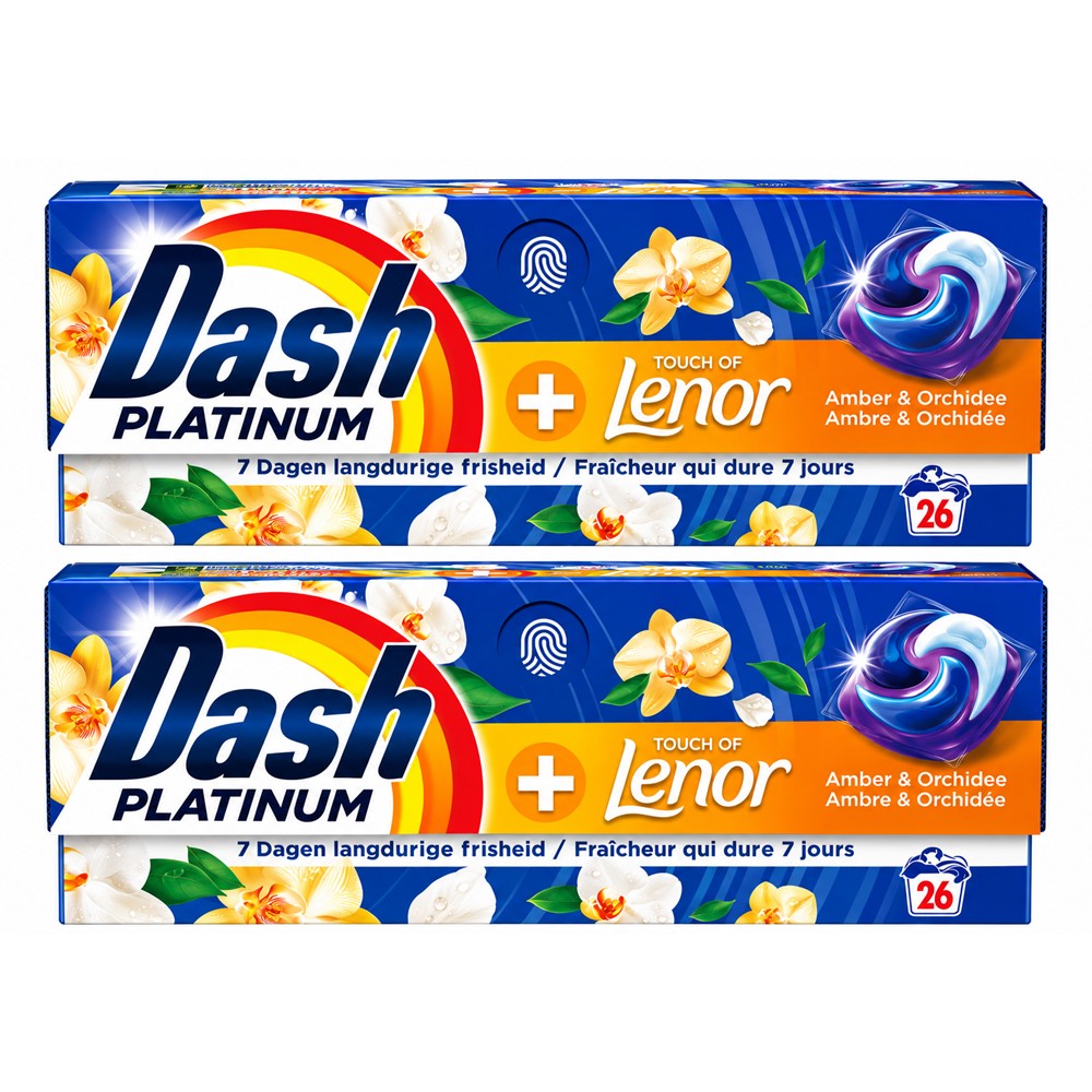 Dash - Wasmiddel - Pods - Touch Of Lenor - Amber & Orchidee - 2x26Wb/1019.2g