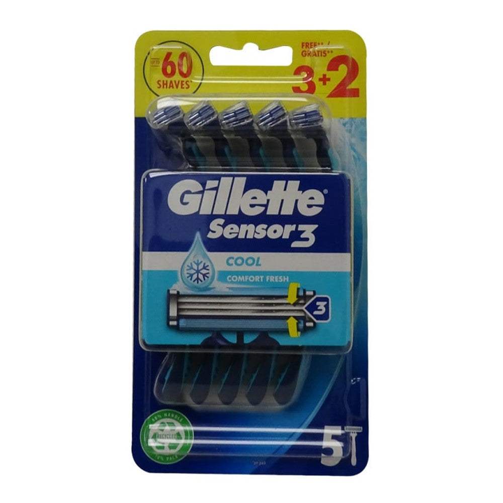 Gillette - Scheermesjes - 3 Messen - Sensor 3 - Cool - 3+2 Stuks