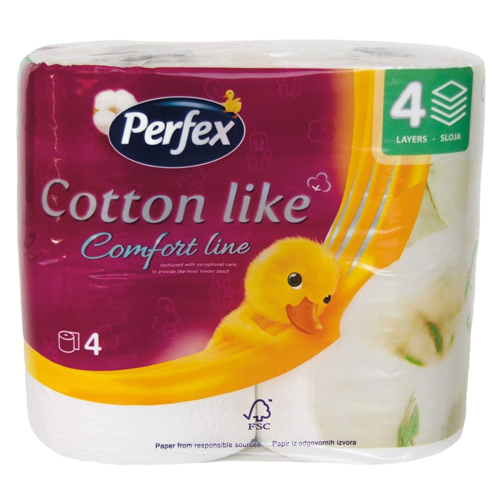 Perfex - Toiletpapier - Cotton Like - Comfort Line Natural - 3 Laags - 4 Rollen