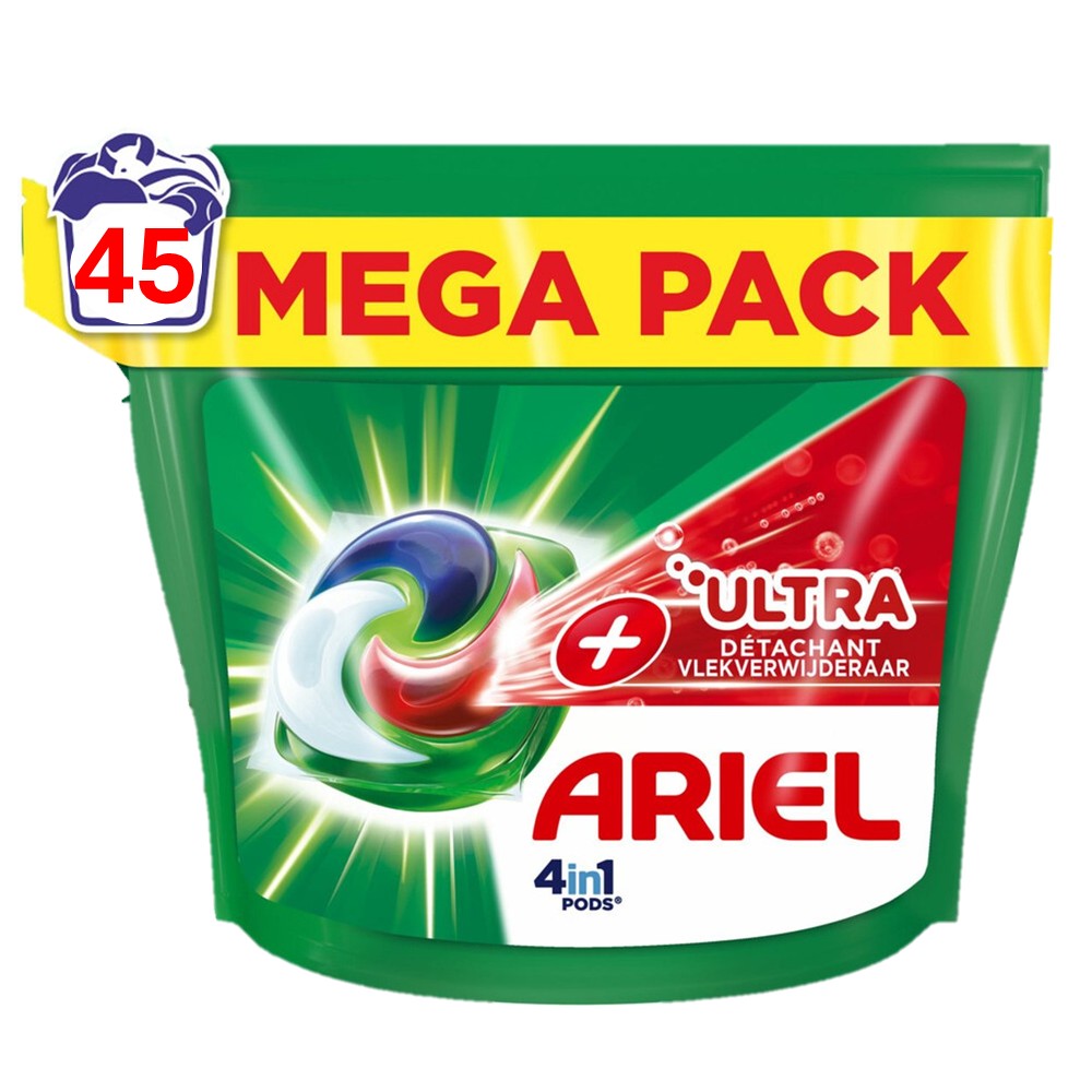 Ariel - Wasmiddel - Pods - 4in1 +Ultra - Stain Remover - 45Wb/1156.5g