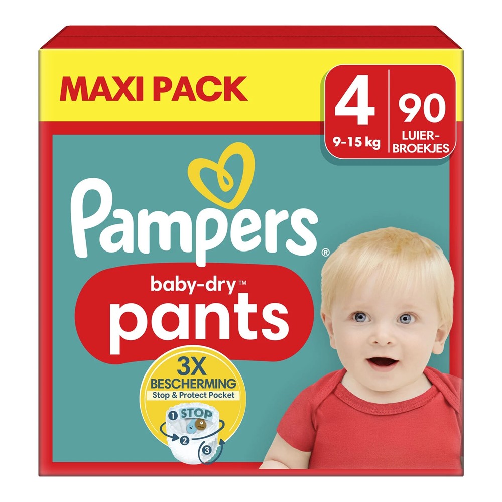 Pampers Baby-Dry - Luiers - Size 4 - 9-15kg - Maxi Pack - 90 Stuks