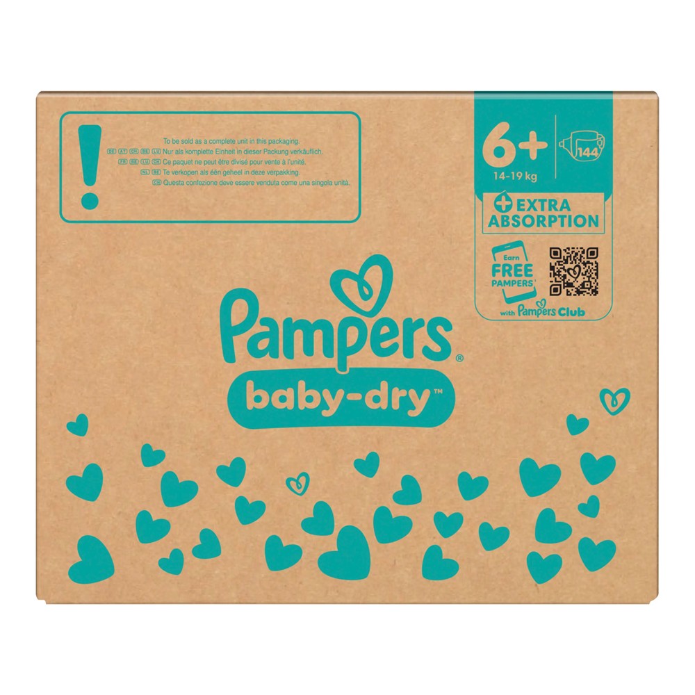 Pampers Baby-Dry - Luiers - Size 6 - 14-19kg - Extra Absorption - 144 Stuks