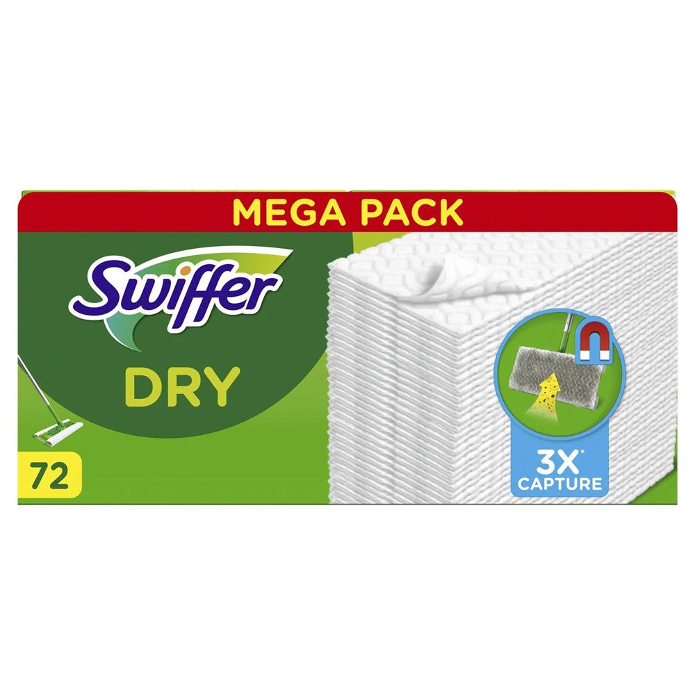 Swiffer - Vochtige Vloerdoekjes - Navulling - Dry Wipes - 3x Capture - 72 Stuks