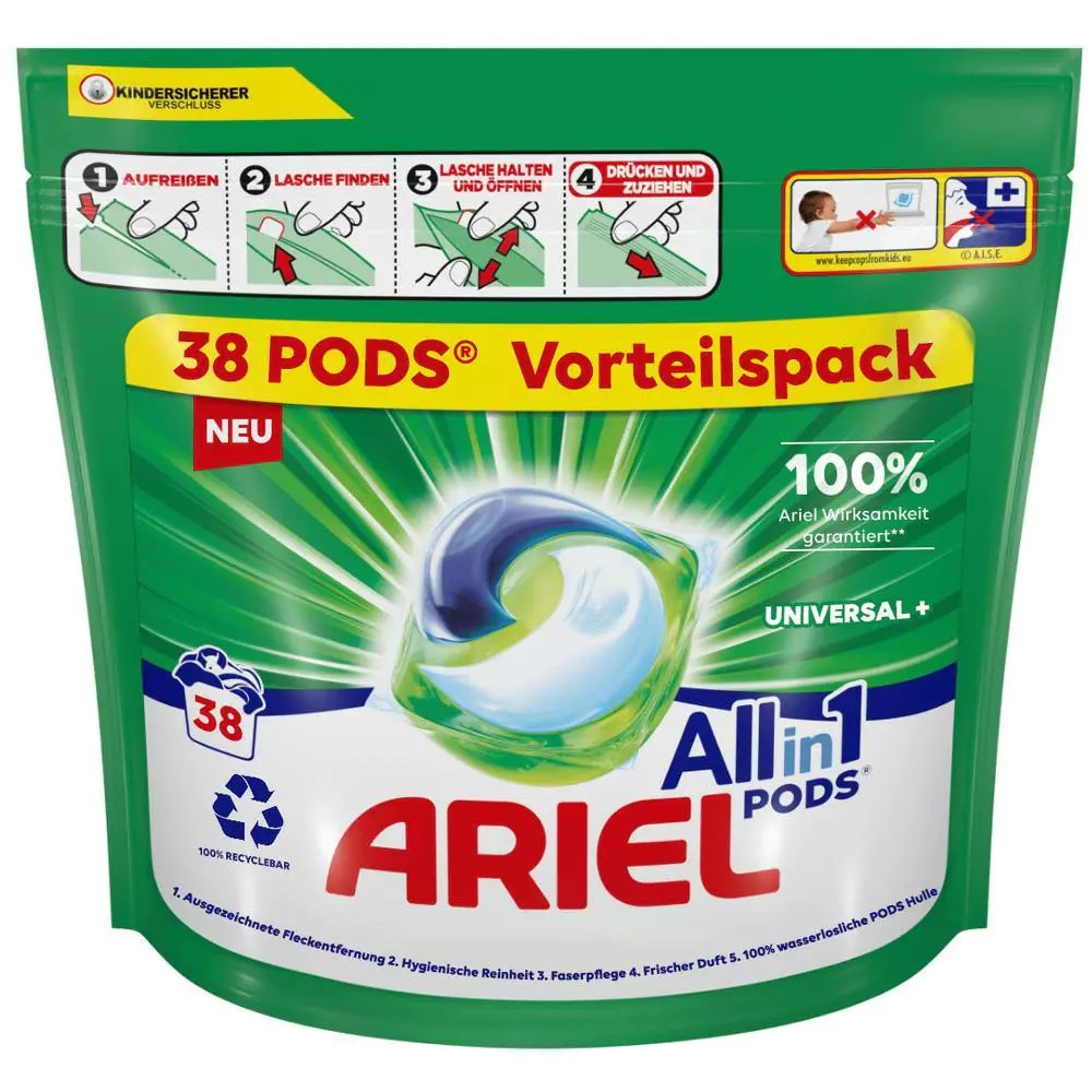 Ariel - Wasmiddel - Pods - Regular - Universal+ - 38Wb/813.2g