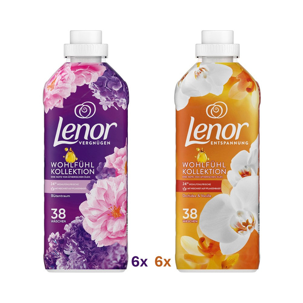 Lenor - Display - Wasverzachter - Bleeding Dream & Orchid Vanilla - 2 assortimenten - 12 Stuks