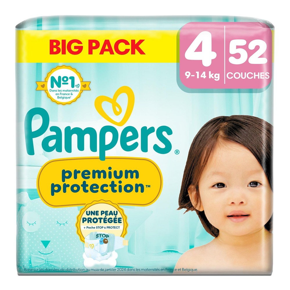 Pampers Premium Protection - Luiers - Size 4 - 9-14 kg - 52 Stuks