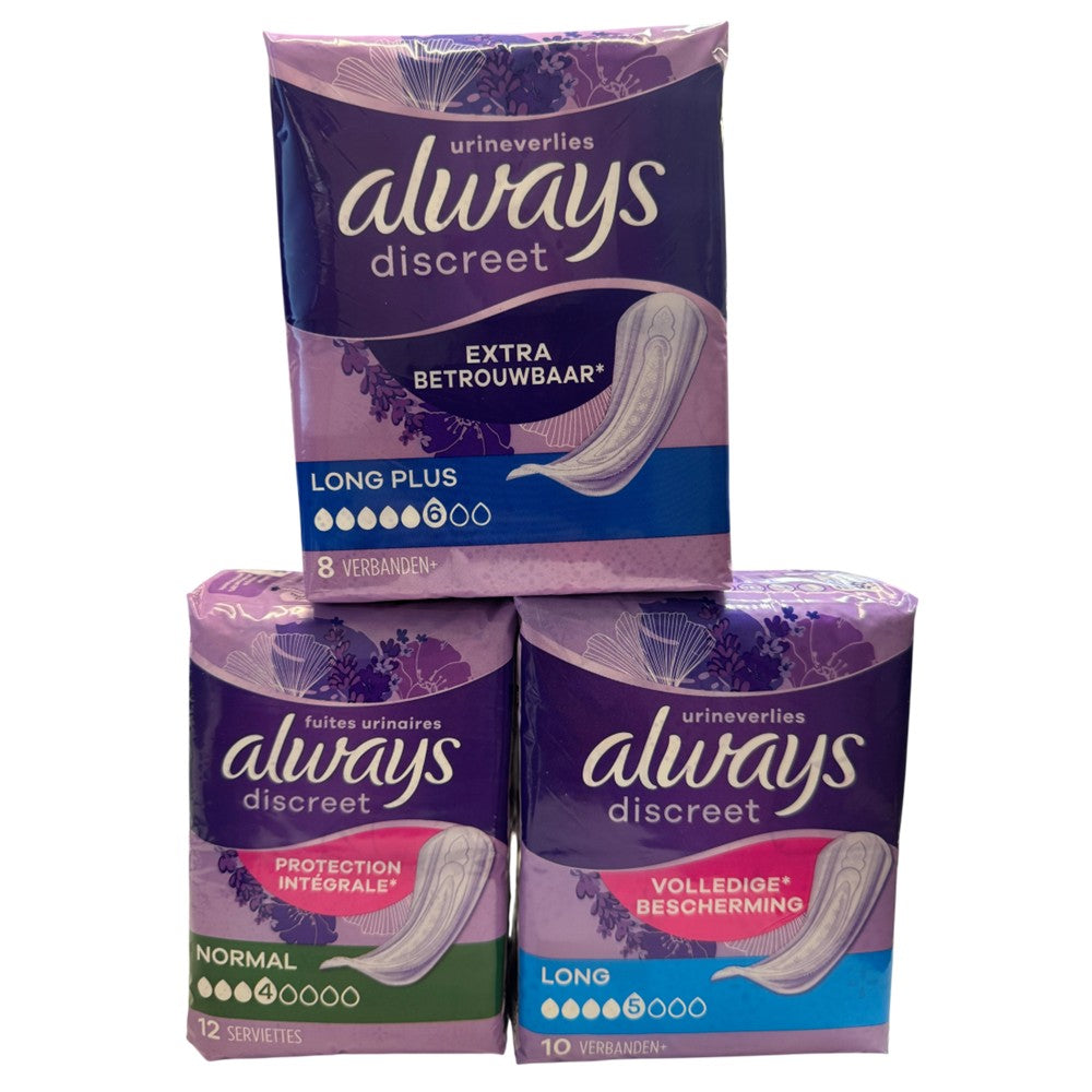 Always - Display - Incontinentiemat - Normal+Long+Long Plus - 3 Assortimenten - 18 Stuks