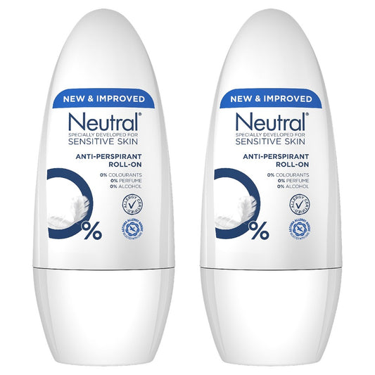 Neutral - Deodorant - Roller - Anti-Transpirant - 0% Colourants & Perfume - 2x50ml