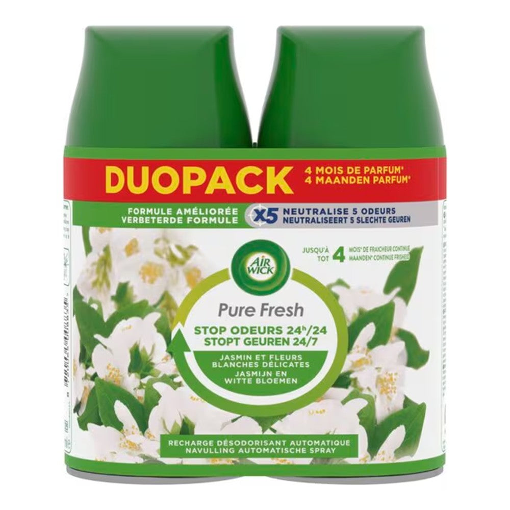Air Wick - Luchtverfrisser - Navulling - Jasmin & White Flowers - 2x250ml