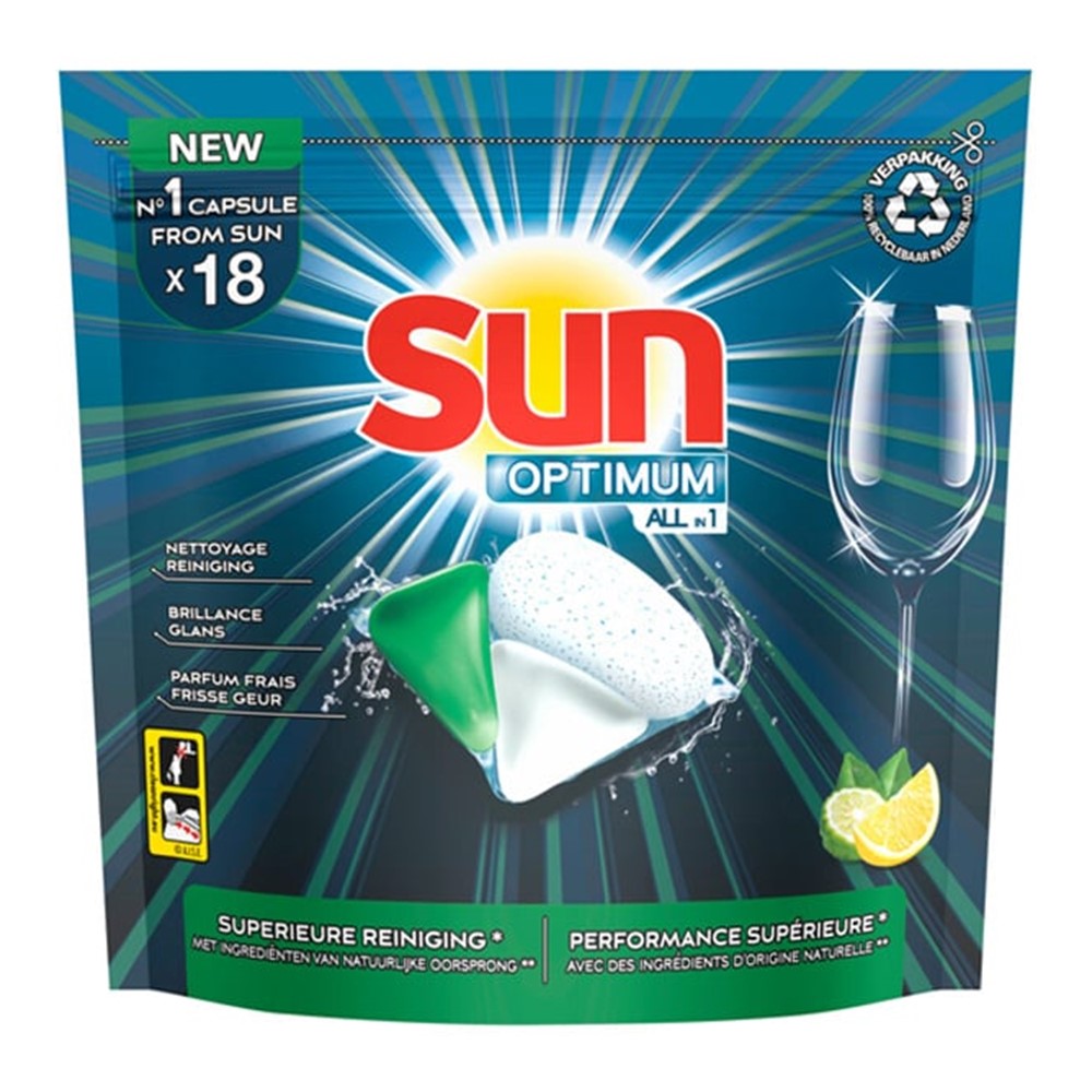 Sun - Vaatwas - Tablet - Optimum - All in 1 Lemon - 18Wb/261g