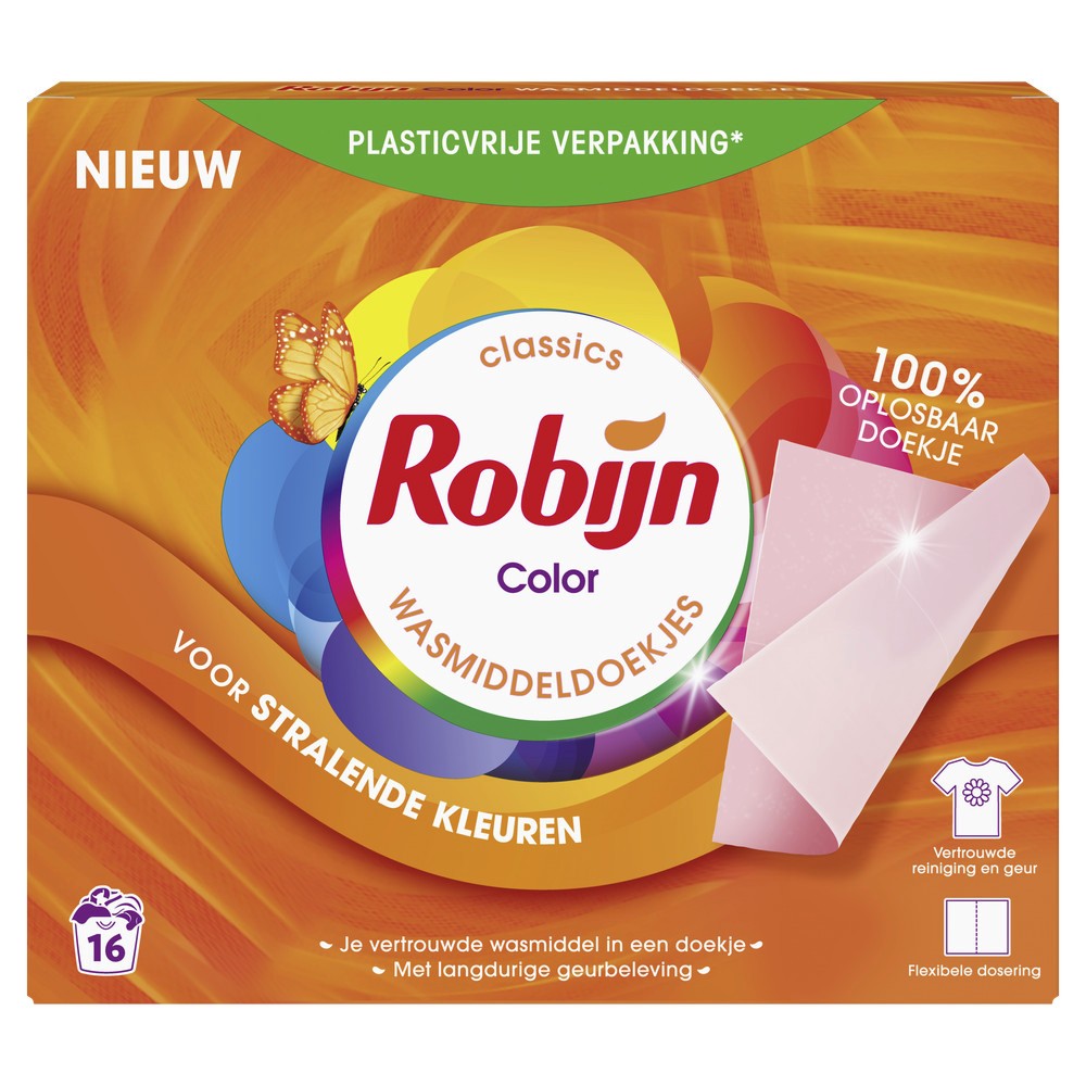 Robijn - Wasmiddel - Doekjes - Color - 16Wb/67g
