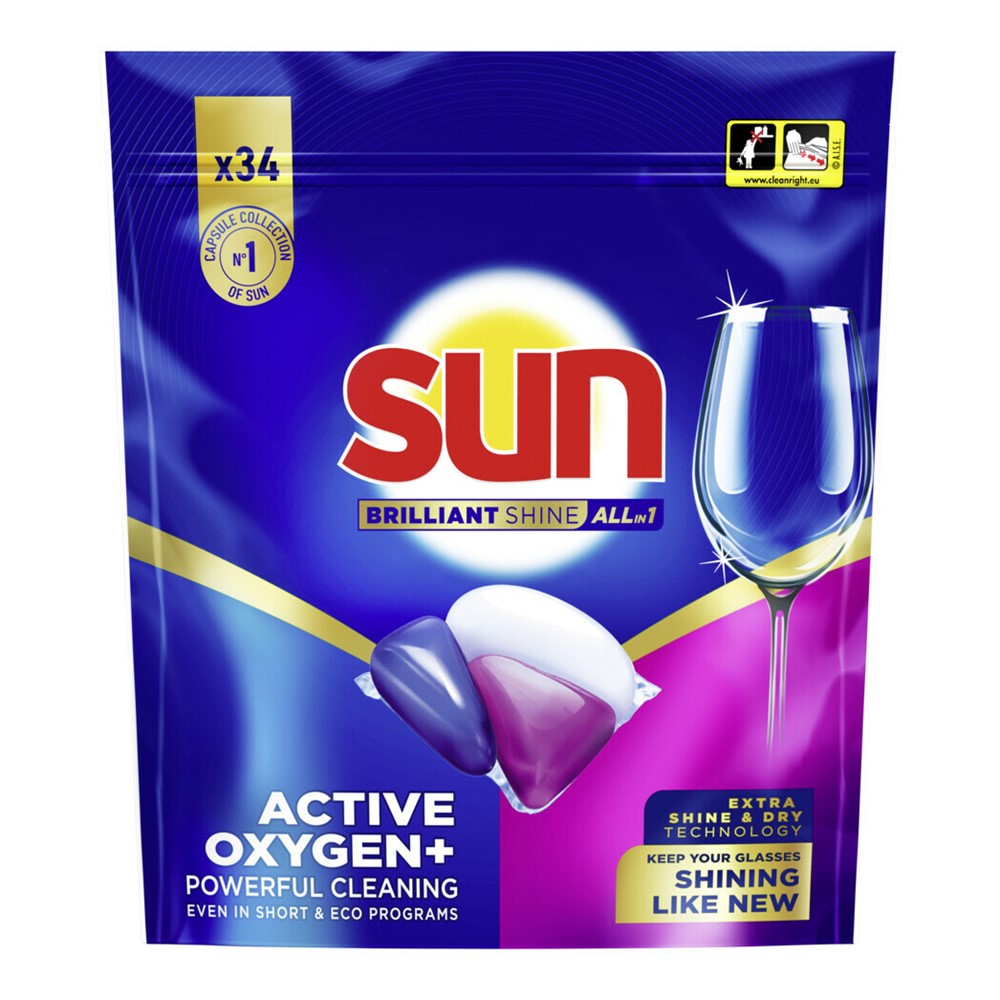 Sun - Vaatwas - Capsule - All-in 1 - Briljant Shine Active Oxygen+ - 34Wb/510g