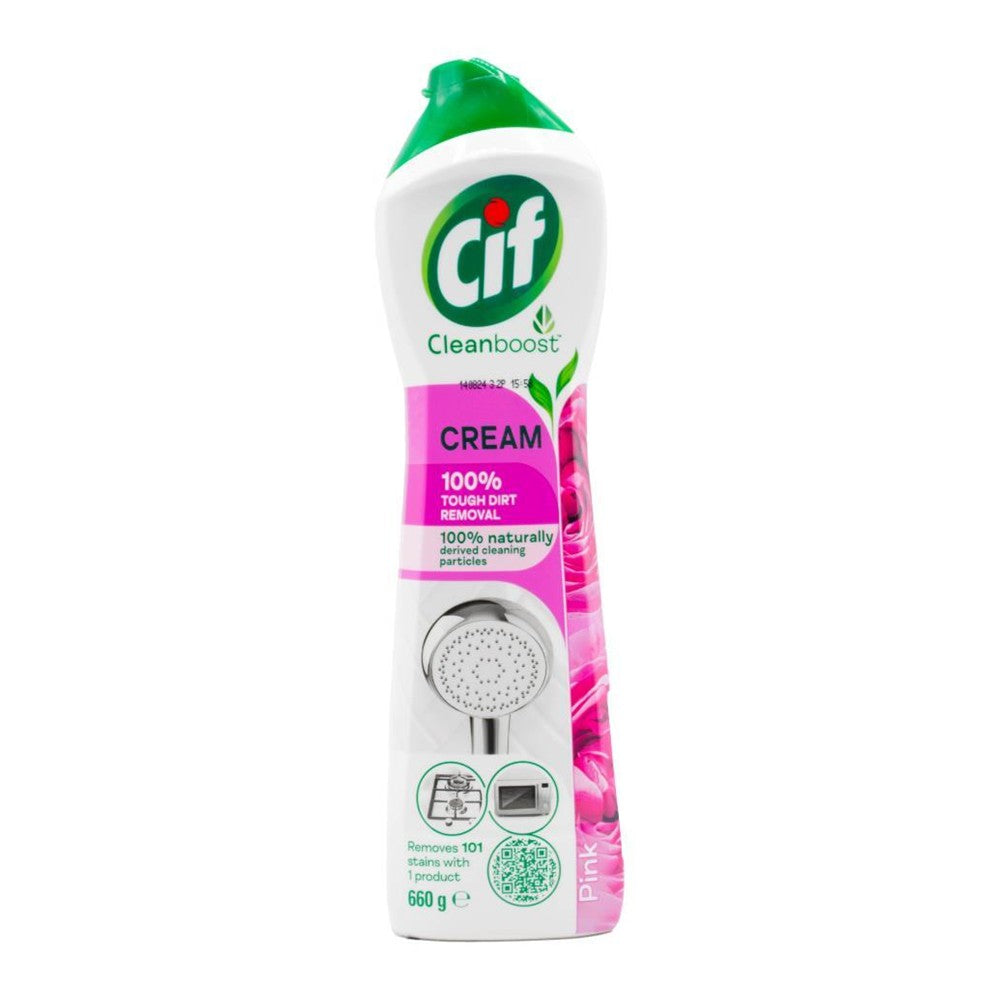 Cif Clean Boost - Schuurmiddel - Cream - 100% Natural Cleaning Particles - Pink - 660g