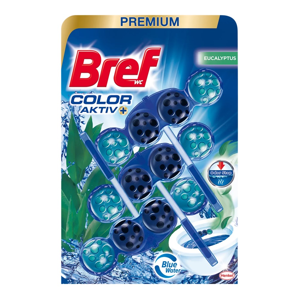 Bref - Toiletblok - Eucalyptus - Color Aktiv - Premium - 3x50g
