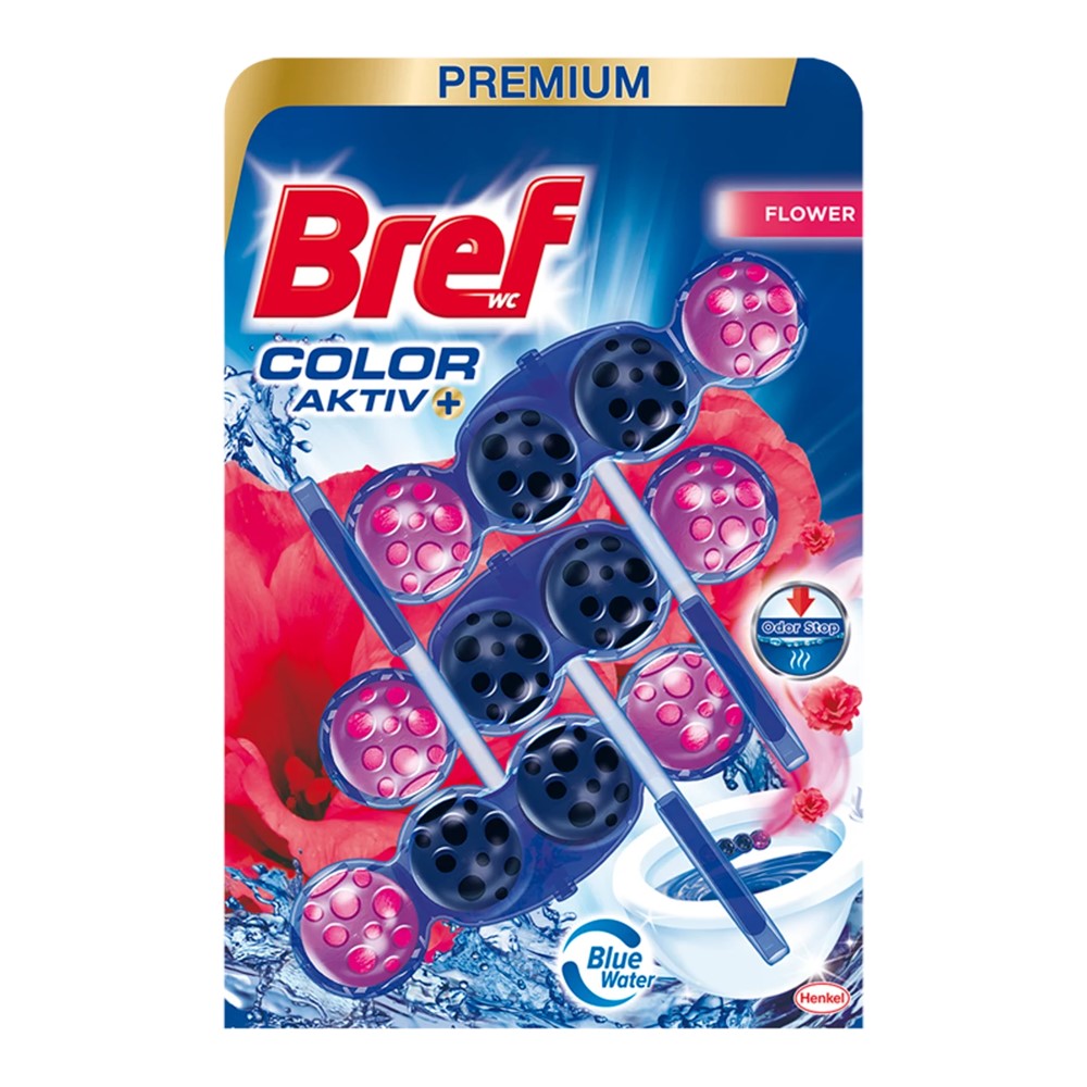Bref - Toiletblok - Fresh Flowers - Color Aktiv - Premium - 3x50g