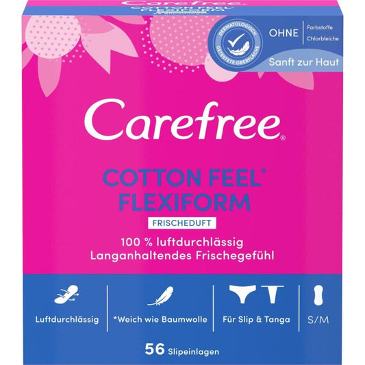 Carefree - Inlegkruisjes - S / M - Cotton Feel Flexiform - Fresh Scent - 56 Stuks