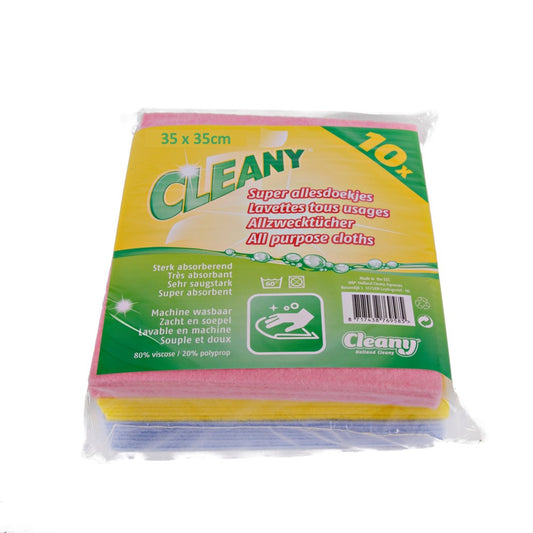 Cleany - Huishoud artikelen - Allesdoekjes - 35x35cm - Multicolor - 10 Stuks