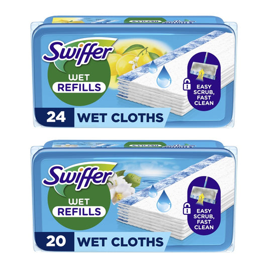 Swiffer - Vochtige Vloerdoekjes - Gemengde Doos - Navulling Wet Lemon & Morning Fresh - 2 Assortimenten - 2 Stuks