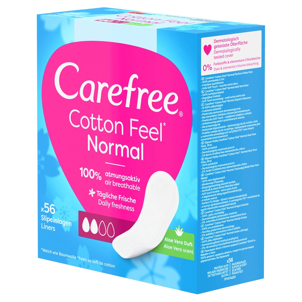 Carefree - Inlegkruisjes - 2 Normal - Cotton Feel - Aloe Vera Scent - 56 Stuks