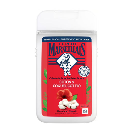 Le Petit Marseiliais - Douchegel - Hydrating & Nourishing - Cotton & Bio Poppy - 250ml