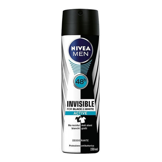 Nivea Men - Deodorant - Spray - Black & White Invisible - Active + Antibacterial - 150ml