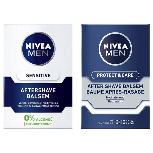 Nivea - Display - Aftershave - Protect&Care + Sensitive  - 2 Assortimenten - 12 Stuks