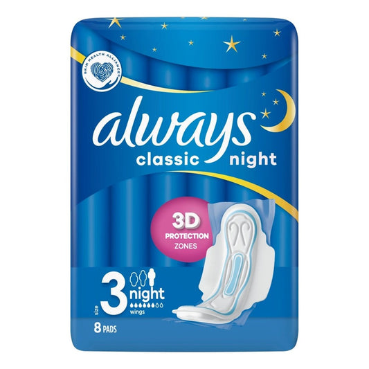 Always - Maandverband - 3 Night Wings - Classic - Night - 8 Stuks