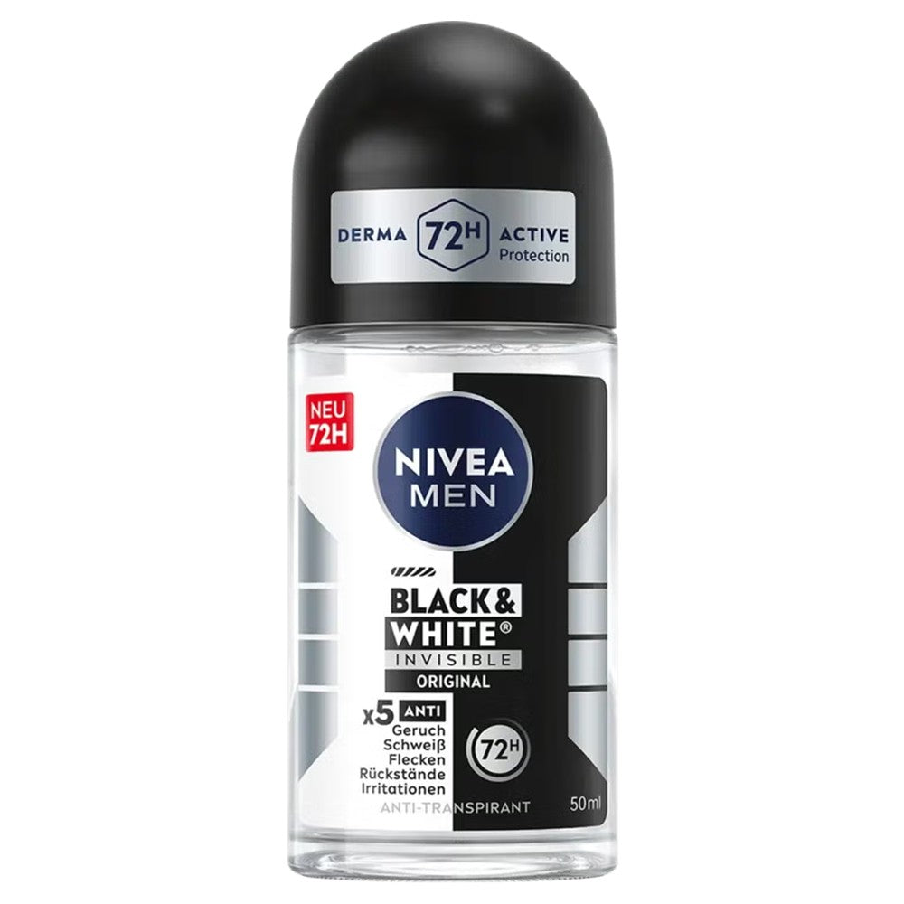 Nivea Men - Deodorant - Roller - Black & White Invisible - Original - 72h - 50ml