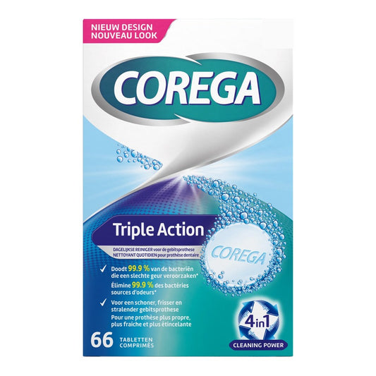 Corega - Kunstgebitverzorging - Bruistablet - 4in1 - Triple Action - 66 Tabs