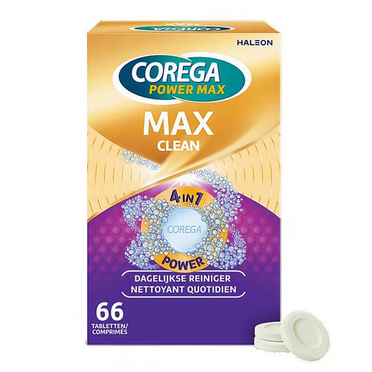 Corega - Kunstgebitverzorging - Bruistablet - Power Max - Max Clean - 4in1 Power - 66 Stuks