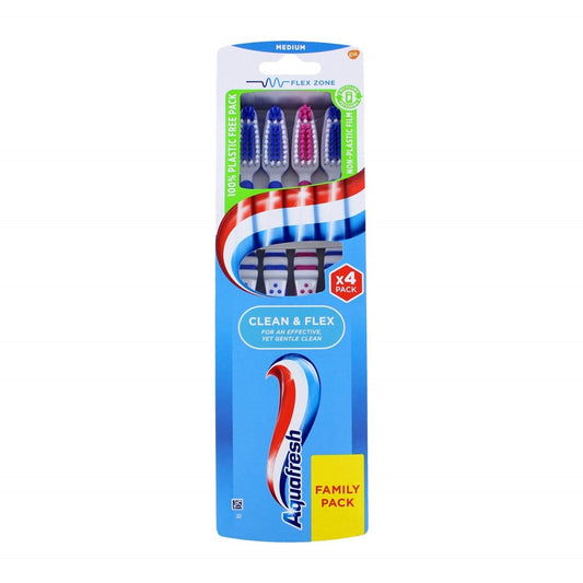 Aquafresh - Tandenborstel - Clean & Flex - 4 Stuks