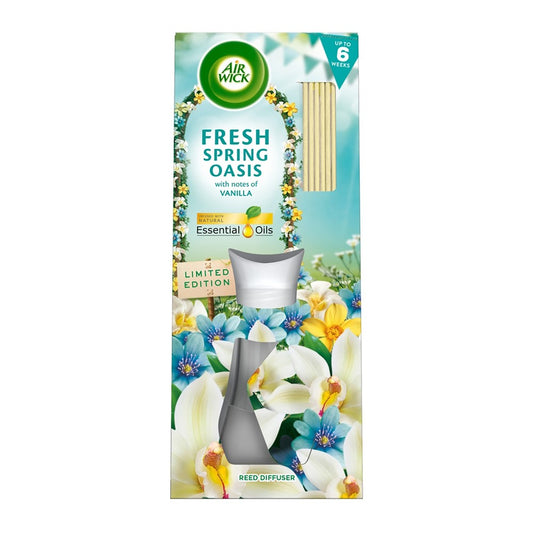 Air Wick Essential Oils - Luchtverfrisser - Riet Verspreiders - Fresh Spring Oasis - Vanilla - 42ml