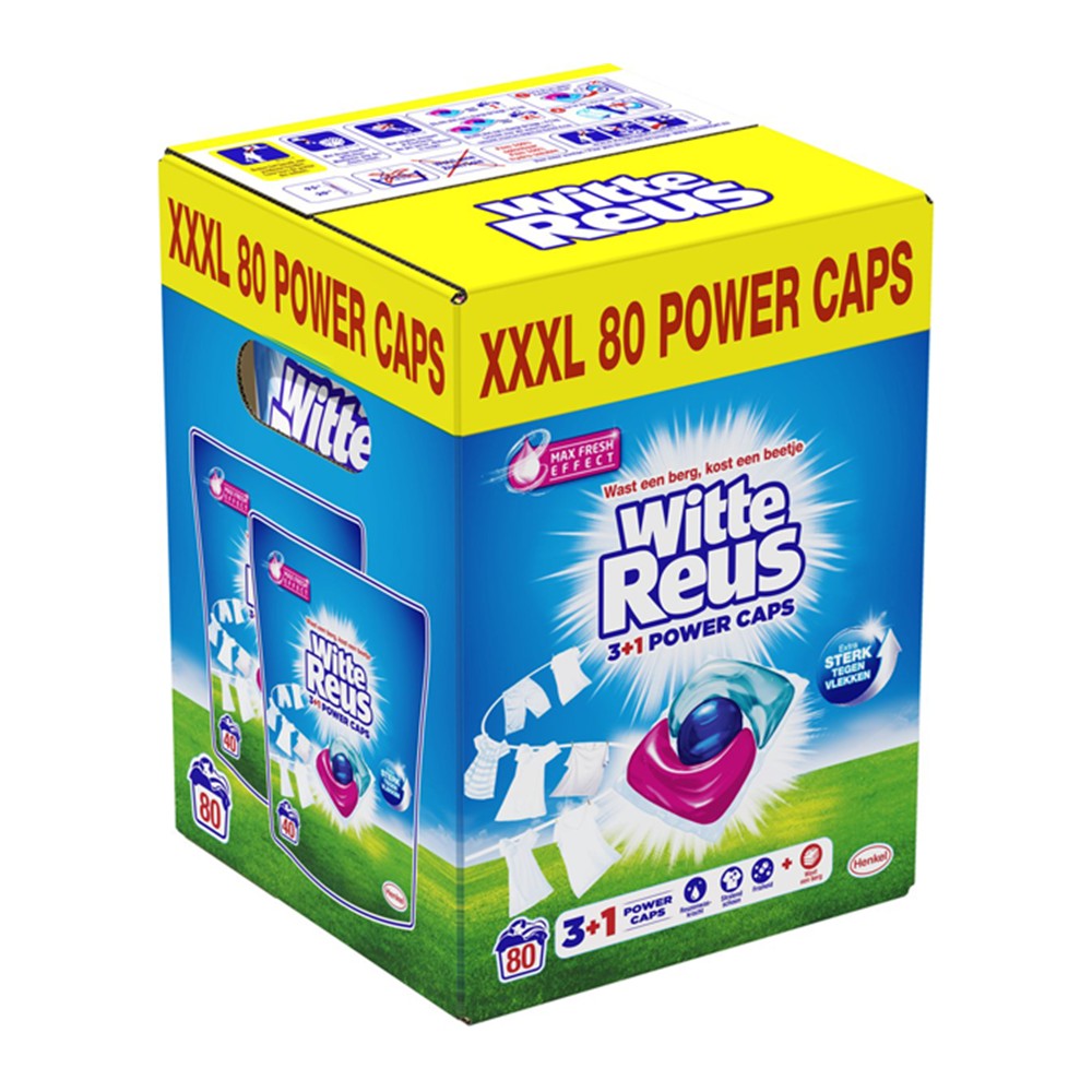 Witte Reus - Wasmiddel - Capsule - 3 + 1 Power Caps - Extra Sterk - 2 x 40Wb/520g