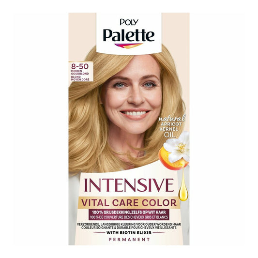Poly Palette - Haarverf - Intensive Vital Care Color - Midden Goudblond - 8-50 - 1 Stuk
