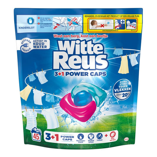 Witte Reus - Wasmiddel - Capsule - 3in1 Power Caps - 45Wb/540g