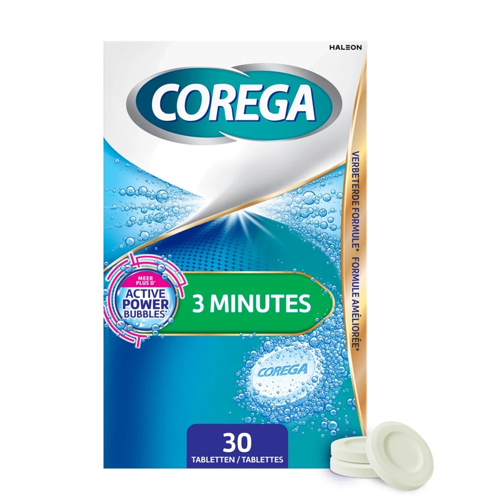 Corega - Kunstgebitverzorging - Bruistablet - 3 Minute - 30 Tabs
