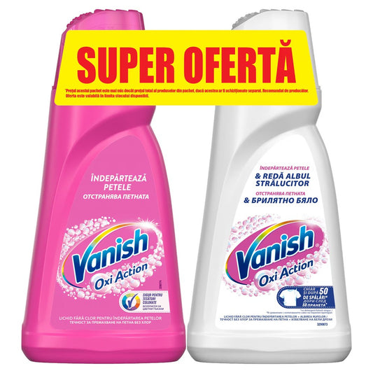 Vanish - Vlekverwijderaar - Vloeibaar - Pink & White - 1L - 2 Assortimenten - 2x1L